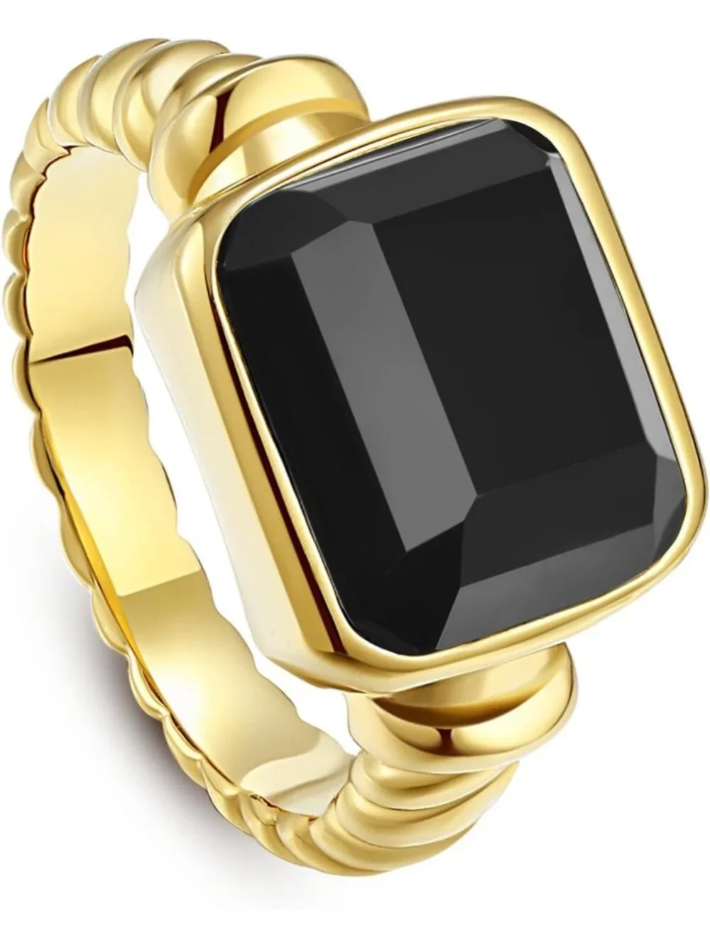 Chunky 14K Gold Plated Rings for Women, Adjustable Size 5-10, Trendy Jewelry